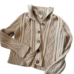 St. John's Bay Beige Cable Knit Cardigan | Academia | Cottagecore | XL